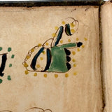 Glorious 1850 Pennsylvania German Fraktur Watercolor Bookplate with Pointing Hand, Berks County