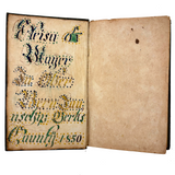 Glorious 1850 Pennsylvania German Fraktur Watercolor Bookplate with Pointing Hand, Berks County