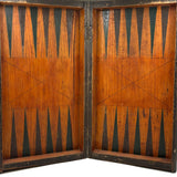 19th Century Original Surface Painted Folk Art Folding Game Board, Checks/Chess and Backgammon Inside