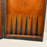19th Century Original Surface Painted Folk Art Folding Game Board, Checks/Chess and Backgammon Inside