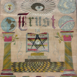 Amazing Late 19th Century Large Masonic Perforated Paper Embroidery, With Provenance