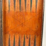 19th Century Original Surface Painted Folk Art Folding Game Board, Checks/Chess and Backgammon Inside