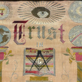 Amazing Late 19th Century Large Masonic Perforated Paper Embroidery, With Provenance