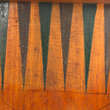 19th Century Original Surface Painted Folk Art Folding Game Board, Checks/Chess and Backgammon Inside