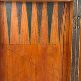 19th Century Original Surface Painted Folk Art Folding Game Board, Checks/Chess and Backgammon Inside