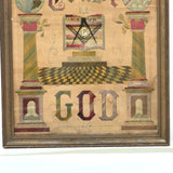 Amazing Late 19th Century Large Masonic Perforated Paper Embroidery, With Provenance