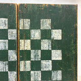 19th Century Original Surface Painted Folk Art Folding Game Board, Checks/Chess and Backgammon Inside