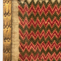 SOLD Early Flame Stitch Embroidery on Linen Fragment in (Lovely) Later Art Nouveau Frame