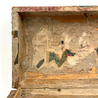 19th Century Dome Top Box Covered with Early Wallpaper and More, Inside and Out