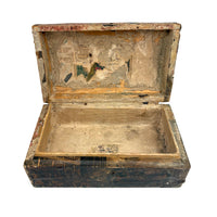 19th Century Dome Top Box Covered with Early Wallpaper and More, Inside and Out