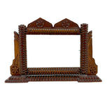 Sweet Old Postcard Size Standing Tramp Art Frame with Stacks and Stars and Original Glass