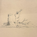 Chopping: Very Charming 19th Century Four Vignette Graphite Drawing