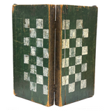 19th Century Original Surface Painted Folk Art Folding Game Board, Checks/Chess and Backgammon Inside