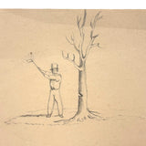 Chopping: Very Charming 19th Century Four Vignette Graphite Drawing
