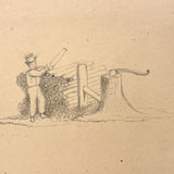 Chopping: Very Charming 19th Century Four Vignette Graphite Drawing