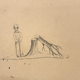 Chopping: Very Charming 19th Century Four Vignette Graphite Drawing