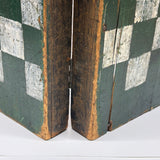 19th Century Original Surface Painted Folk Art Folding Game Board, Checks/Chess and Backgammon Inside