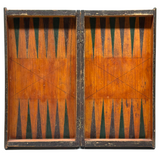 19th Century Original Surface Painted Folk Art Folding Game Board, Checks/Chess and Backgammon Inside