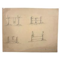 Balancing: Very Charming 19th Century Four Vignette Graphite Drawing