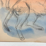 C. Betram Hartman (1882-1960) Three Cats, Gestural Graphite Drawing with Abstract Watercolor, c. 1940s