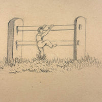 Balancing: Very Charming 19th Century Four Vignette Graphite Drawing