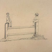 Balancing: Very Charming 19th Century Four Vignette Graphite Drawing