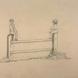 Balancing: Very Charming 19th Century Four Vignette Graphite Drawing