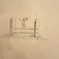 Balancing: Very Charming 19th Century Four Vignette Graphite Drawing