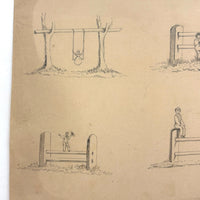 Balancing: Very Charming 19th Century Four Vignette Graphite Drawing