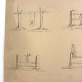 Balancing: Very Charming 19th Century Four Vignette Graphite Drawing