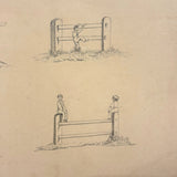 Balancing: Very Charming 19th Century Four Vignette Graphite Drawing