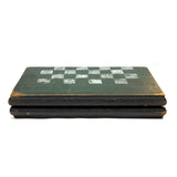 19th Century Original Surface Painted Folk Art Folding Game Board, Checks/Chess and Backgammon Inside