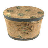 Mid 19th C. Wallpaper Collar Box with Newspaper Debate About Texas Statehood and Postal Rates