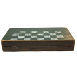 19th Century Original Surface Painted Folk Art Folding Game Board, Checks/Chess and Backgammon Inside