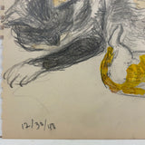 C. Betram Hartman (1882-1960) Mother Cat and Kitten, Graphite with Watercolor Drawing, 1948