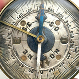 Fine Antique French Pocket Compass with Needle Lock and Rotating Arm, Working