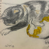 C. Betram Hartman (1882-1960) Mother Cat and Kitten, Graphite with Watercolor Drawing, 1948