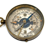 Fine Antique French Pocket Compass with Needle Lock and Rotating Arm, Working