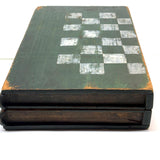 19th Century Original Surface Painted Folk Art Folding Game Board, Checks/Chess and Backgammon Inside