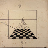 Striking 19th Century Geometric Perspective Pair of Diagrams in Ultra Black Ink