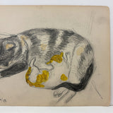 C. Betram Hartman (1882-1960) Mother Cat and Kitten, Graphite with Watercolor Drawing, 1948