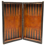 19th Century Original Surface Painted Folk Art Folding Game Board, Checks/Chess and Backgammon Inside
