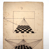 Striking 19th Century Geometric Perspective Pair of Diagrams in Ultra Black Ink