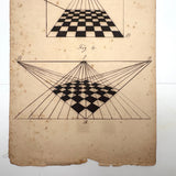 Striking 19th Century Geometric Perspective Pair of Diagrams in Ultra Black Ink