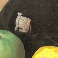 Elegant Mid Century Still Life, Oil on Board, Framed (with Portrait on Reverse)