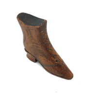 Lovely Antique Carved Miniature Boot with Brass Nail Inlay