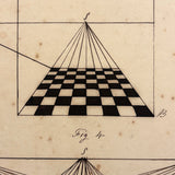 Striking 19th Century Geometric Perspective Pair of Diagrams in Ultra Black Ink
