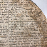 Mid 19th C. Wallpaper Collar Box with Newspaper Debate About Texas Statehood and Postal Rates