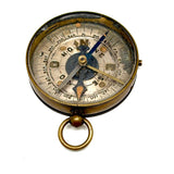 Fine Antique French Pocket Compass with Needle Lock and Rotating Arm, Working