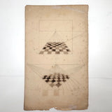 Striking 19th Century Geometric Perspective Pair of Diagrams in Ultra Black Ink